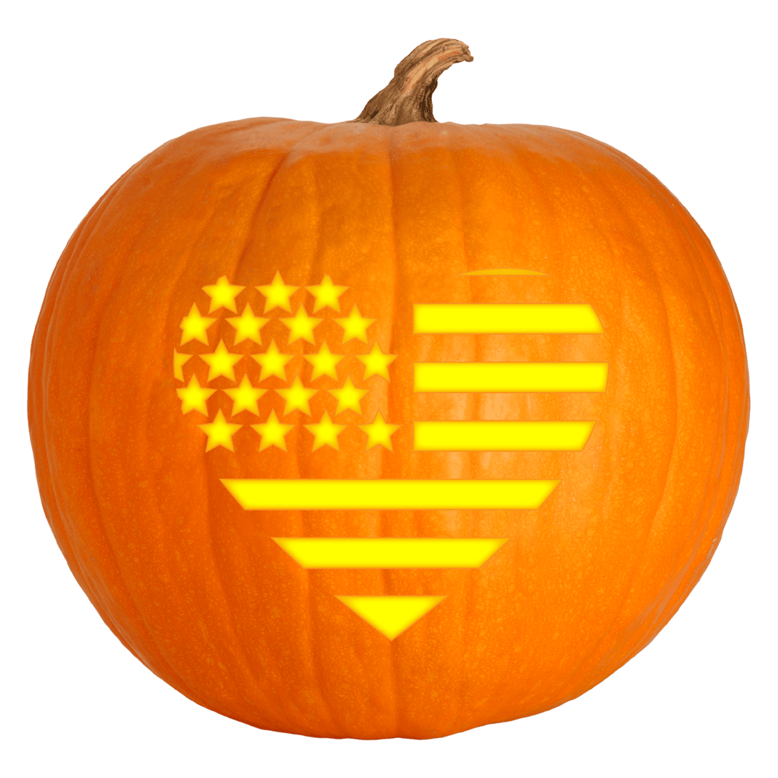 Patriotic Heart Pumpkin Carving Stencil - Pumpkin HQ