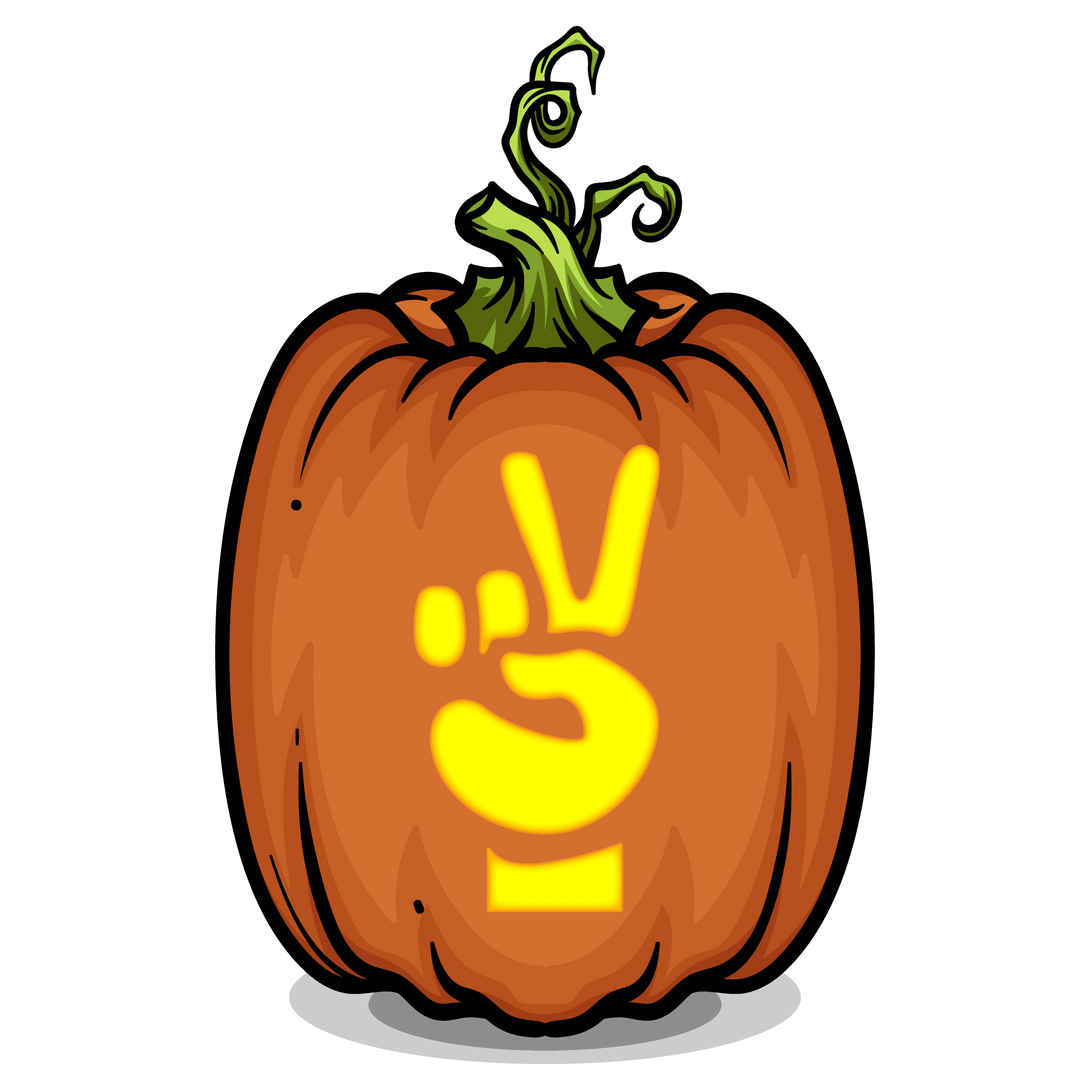 Peace Sign Emoji Pumpkin Carving Stencil - Pumpkin HQ