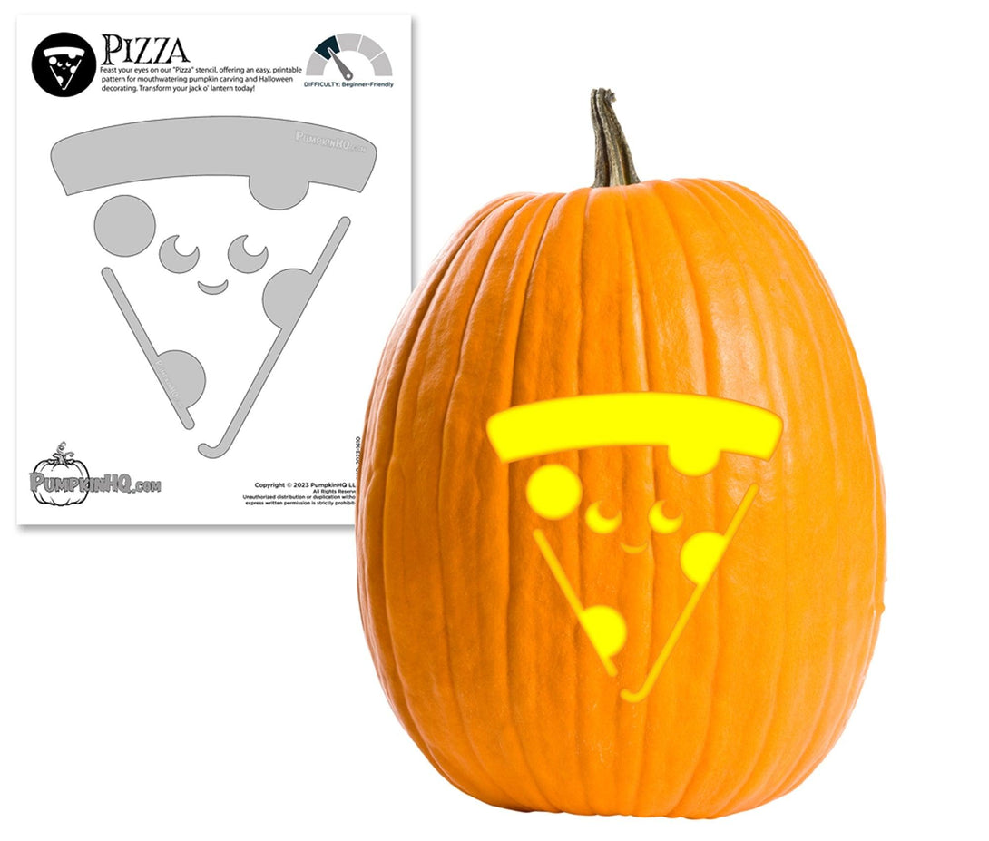 Pizza Pumpkin Carving Stencil - Pumpkin HQ