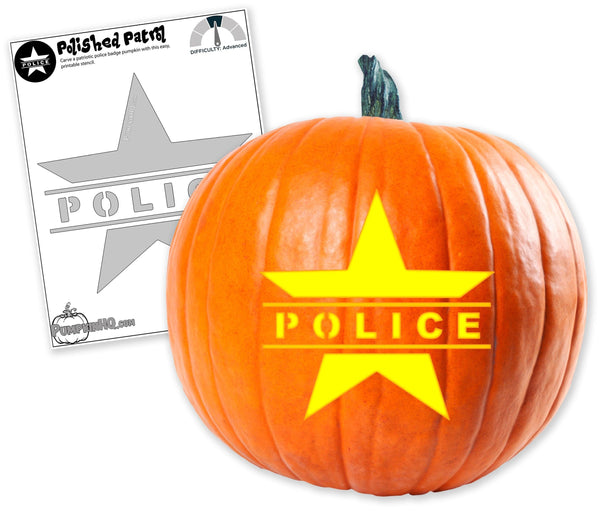 Police Star Pumpkin Carving Stencil - Pumpkin HQ