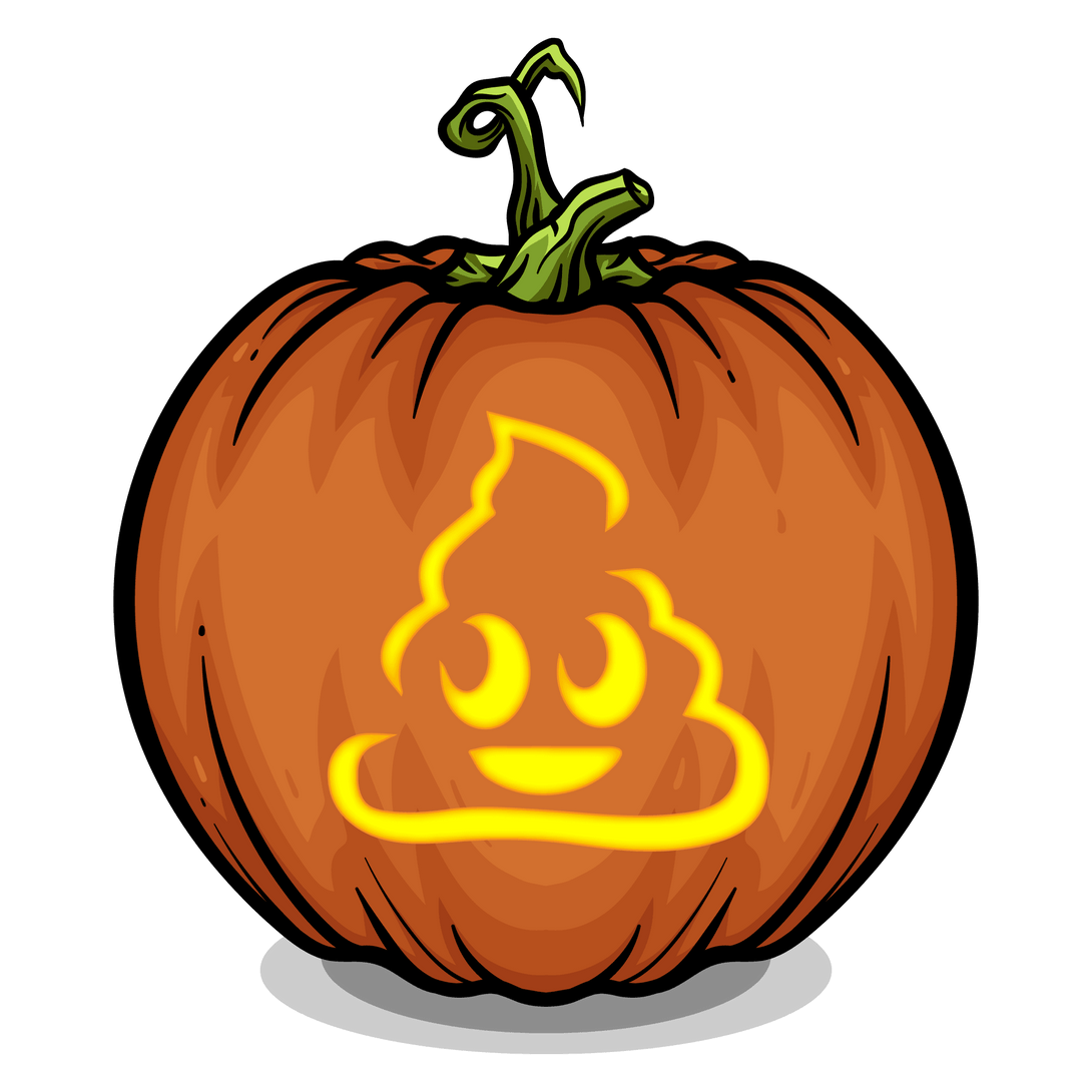 Poop Emoji Pumpkin Carving Stencil - Pumpkin HQ