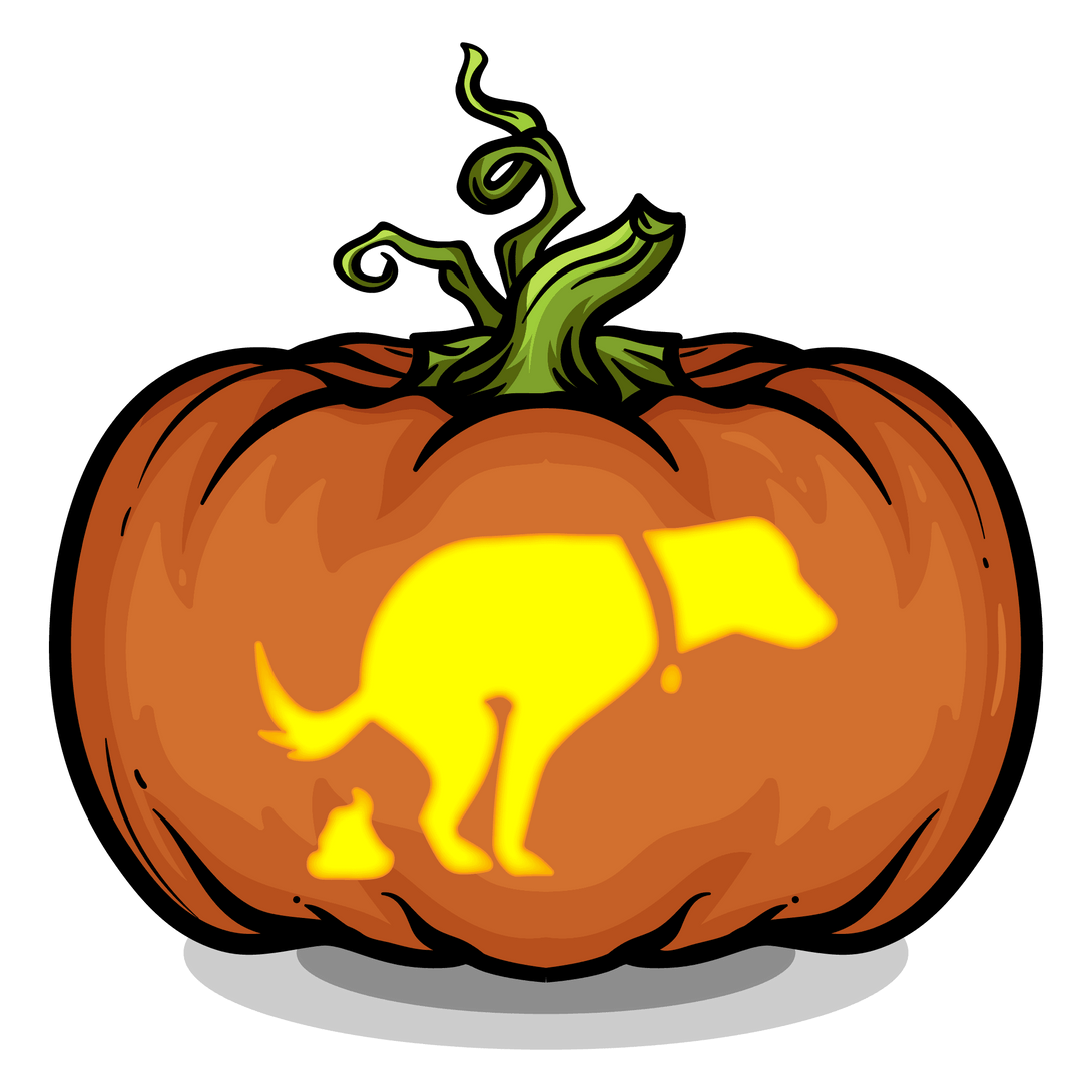 Pooping Dog Pumpkin Carving Stencil - Pumpkin HQ