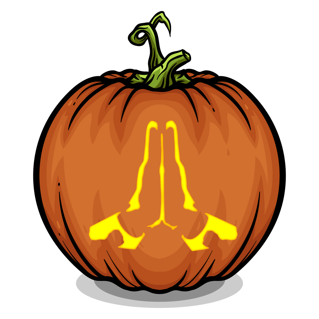 Praying Emoji Pumpkin Carving Stencil - Pumpkin HQ