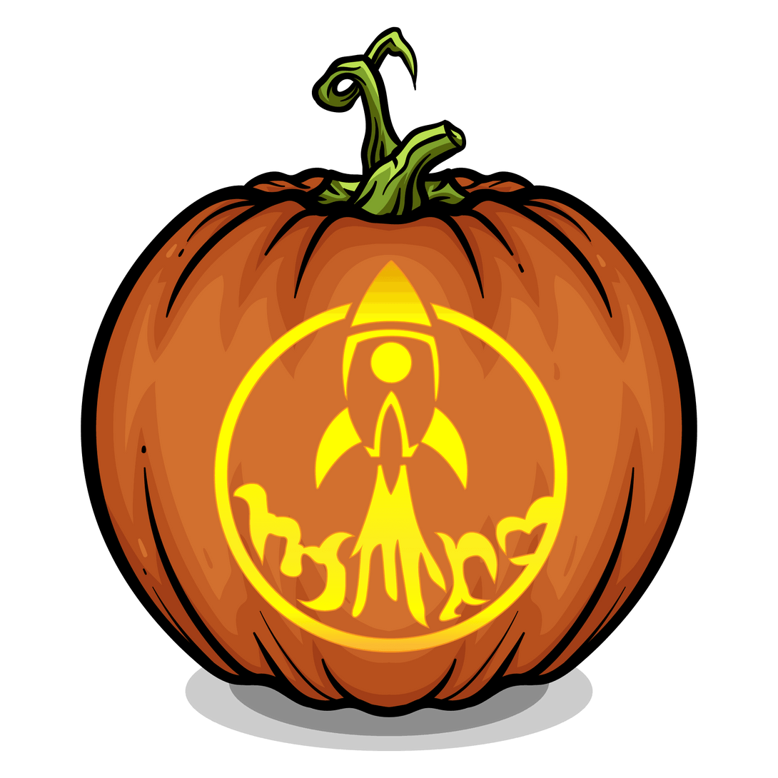 Rocket Ship Blastoff Pumpkin Carving Stencil - Pumpkin HQ