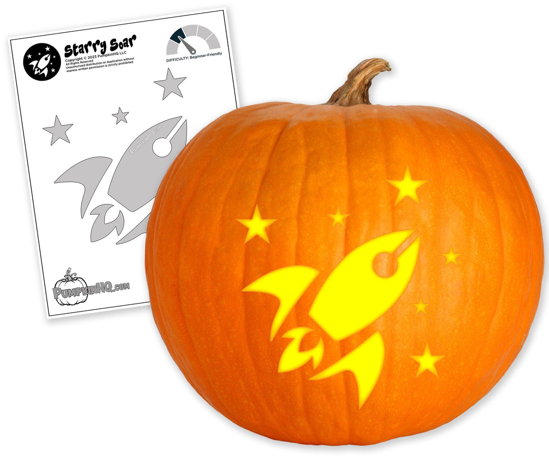 Rocket Spaceship Pumpkin Carving Stencil - Pumpkin HQ