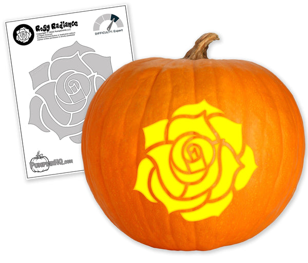 Rose Flower Pumpkin Carving Stencil - Pumpkin HQ