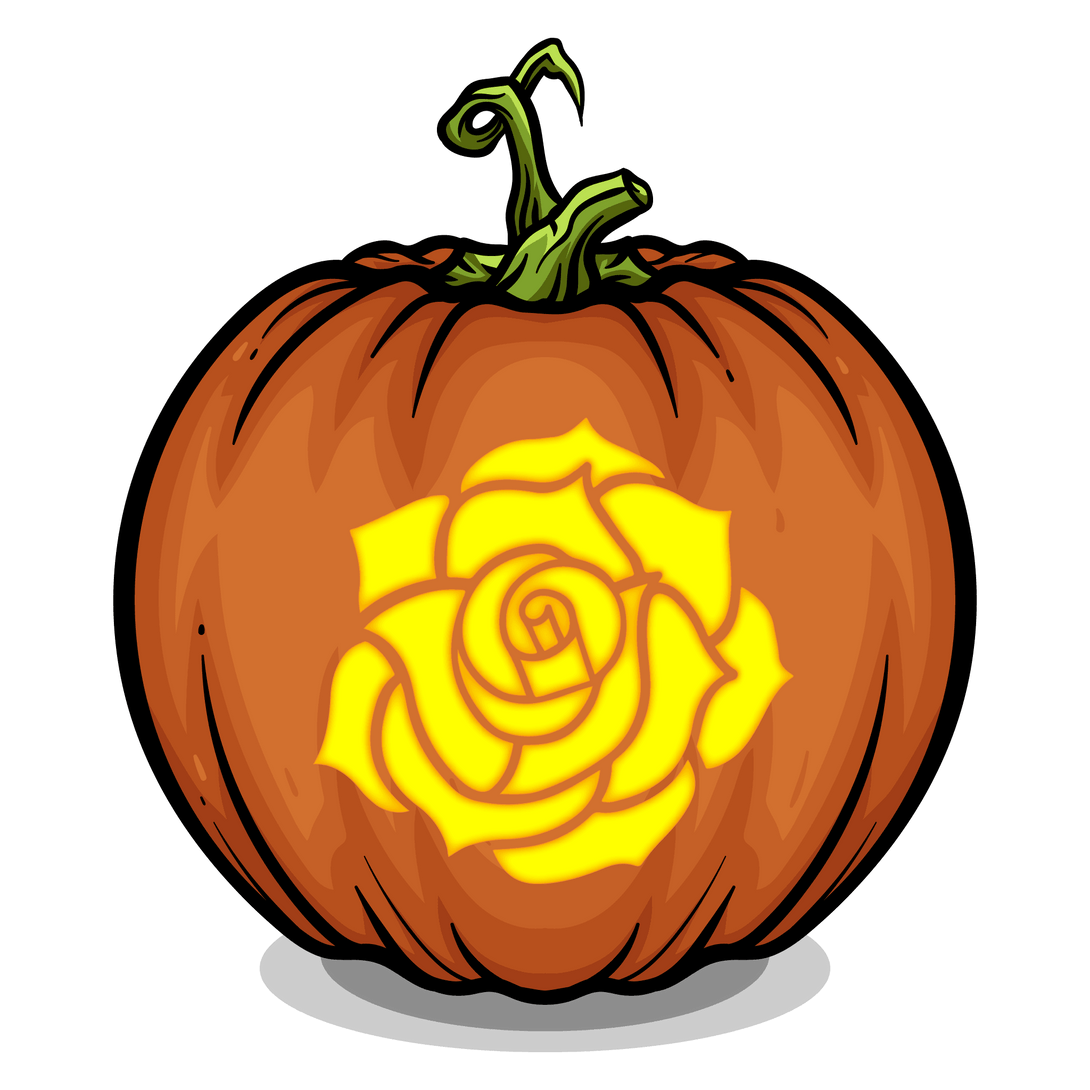 Rose Flower Pumpkin Carving Stencil - Pumpkin HQ