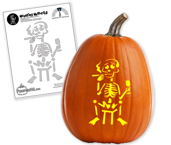 Skeleton Smoking Pumpkin Carving Stencil - Pumpkin HQ