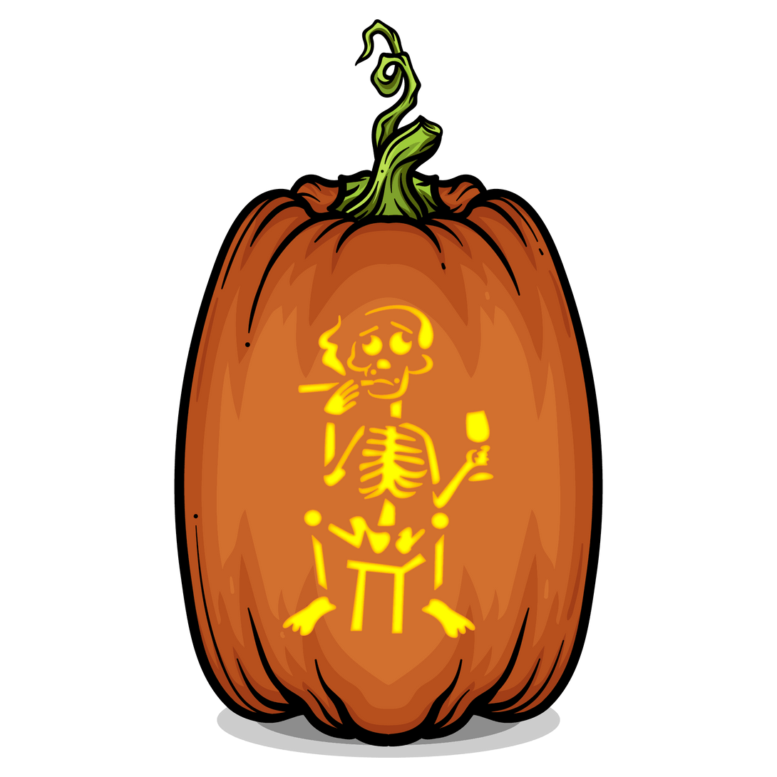 Skeleton Smoking Pumpkin Carving Stencil - Pumpkin HQ