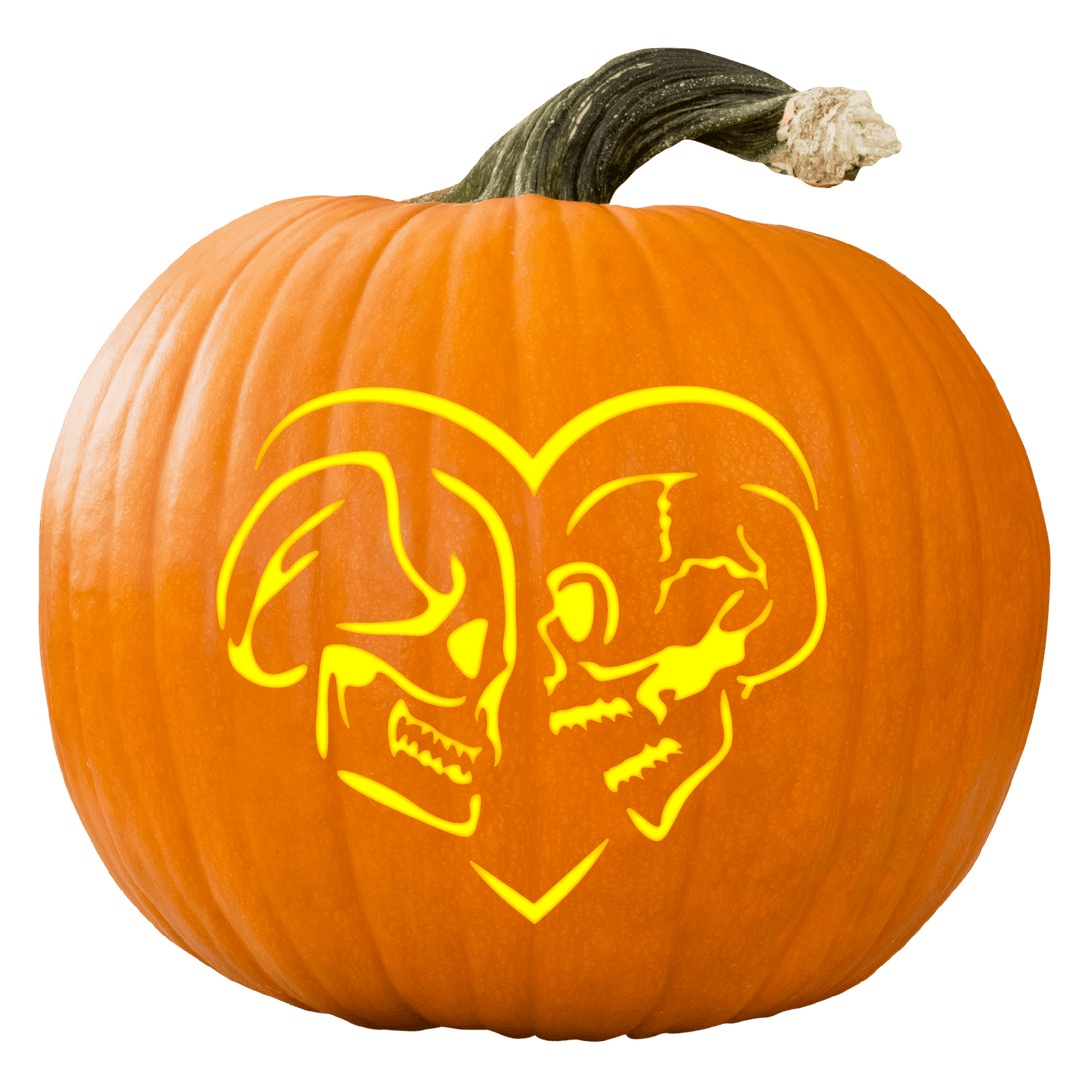 Skull Love Pumpkin Carving Stencil - Pumpkin HQ