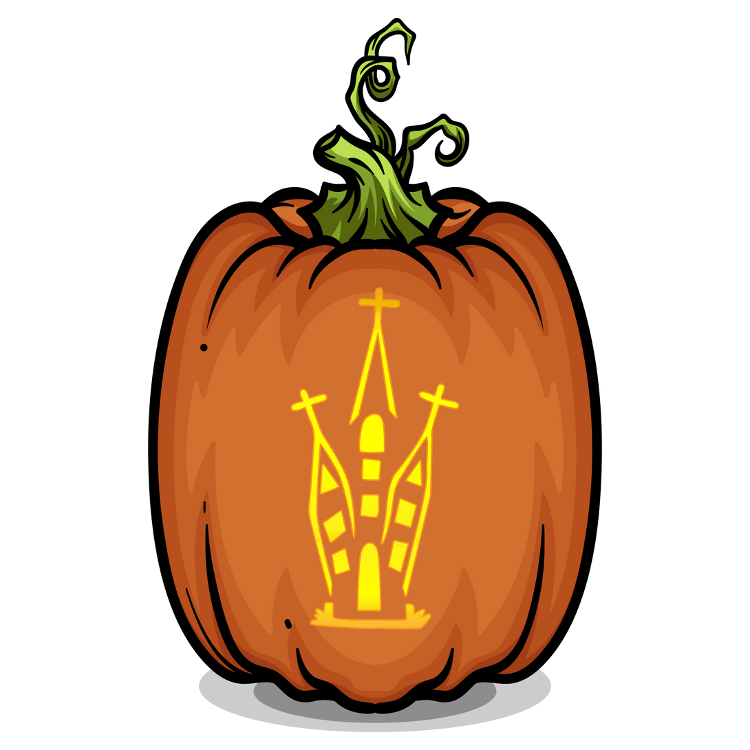 Spooky Church House Pumpkin Carving Stencil - Pumpkin HQ