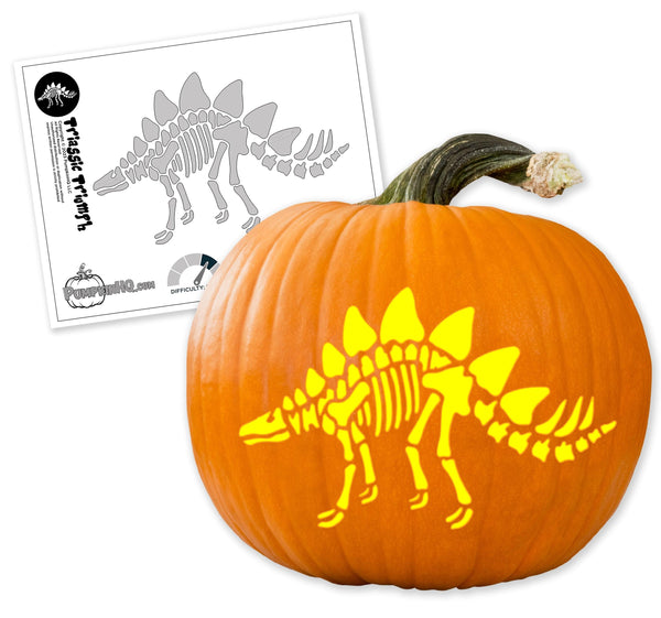 Stegosaurus Skeleton Pumpkin Carving Stencil - Pumpkin HQ
