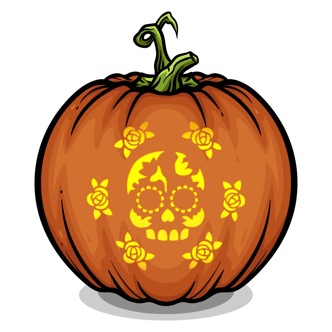 Sugar Skull Serenity Pumpkin Carving Stencil - Pumpkin HQ