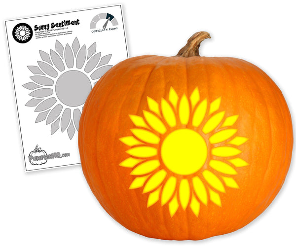 Sunny Sunflower Pumpkin Carving Stencil - Pumpkin HQ