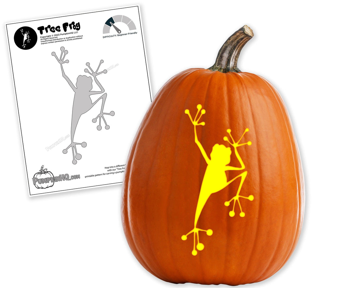 Tree Frog Pumpkin Carving Stencil - Pumpkin HQ