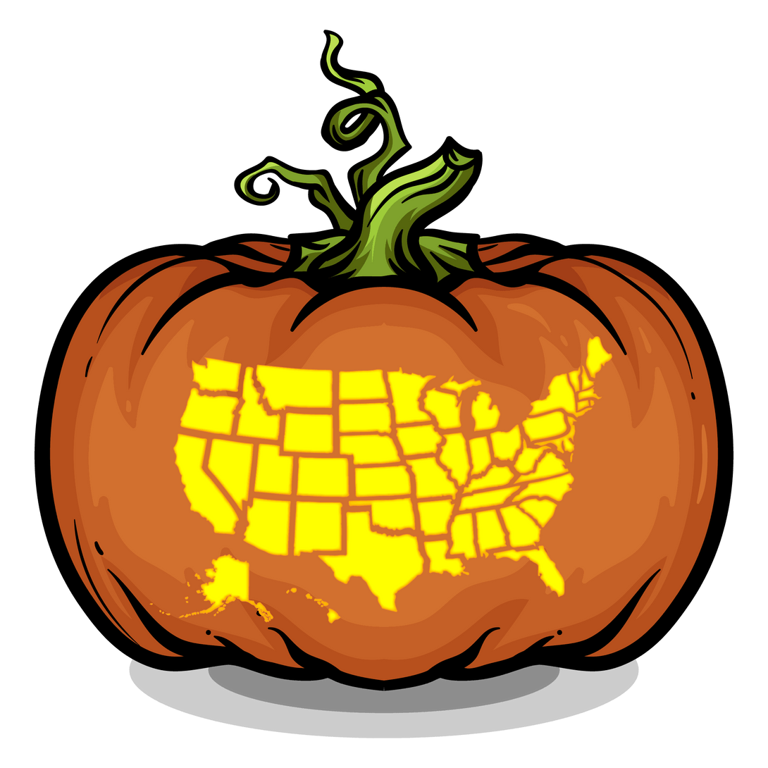 US Map Pumpkin Carving Stencil - Pumpkin HQ