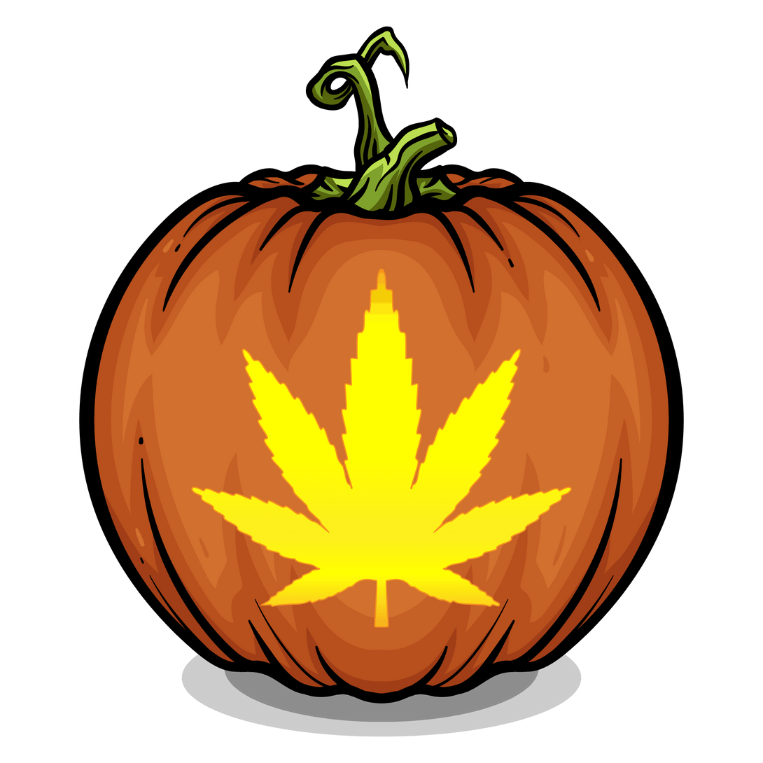 Weed Leaf Pumpkin Carving Stencil - Pumpkin HQ