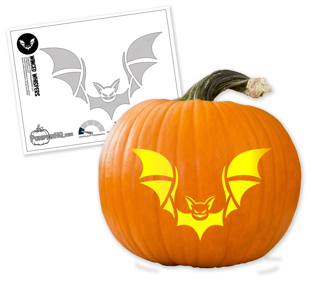 Winged Bat Pumpkin Carving Stencil - Pumpkin HQ winged-bat-pumpkin-carving-stencil-pumpkin-hq