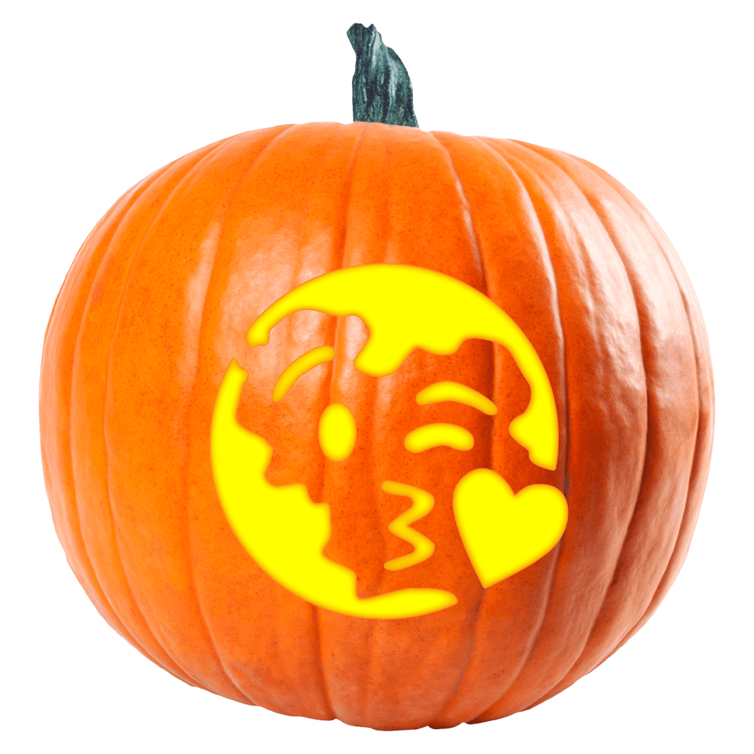 Wink Kiss Emoji Pumpkin Carving Stencil - Pumpkin HQ