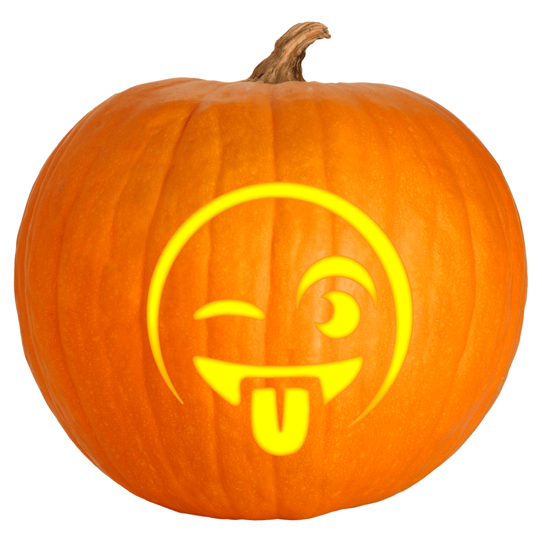 Winking Face Emoji Pumpkin Carving Stencil - Pumpkin HQ